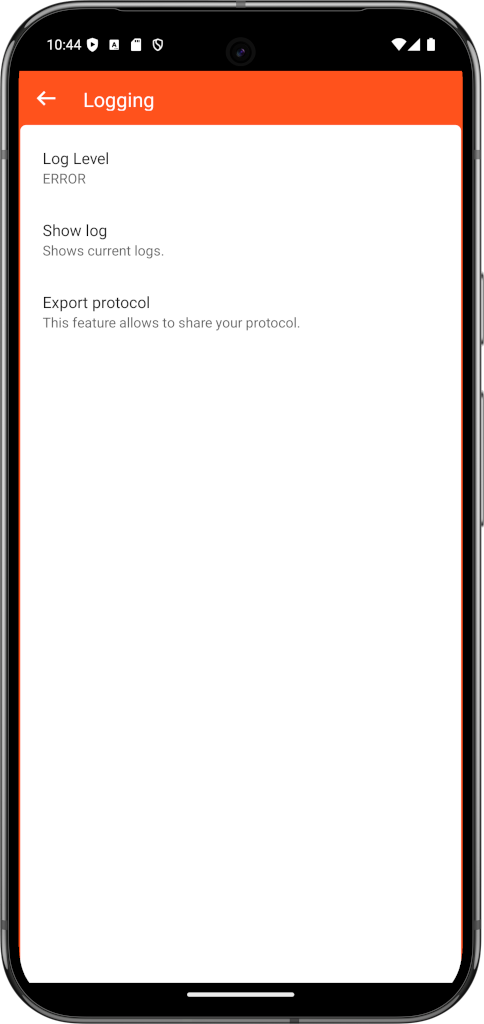 Export of the log messages