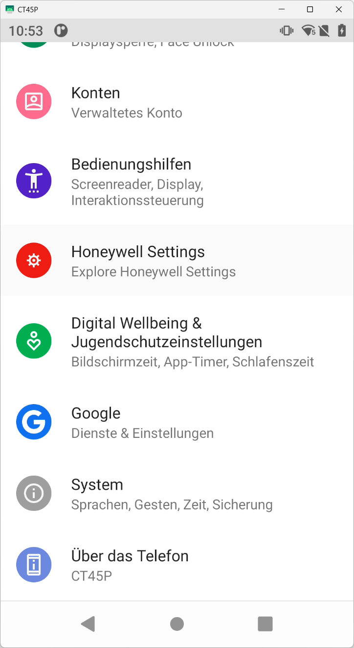Honeywell – Android Settings
