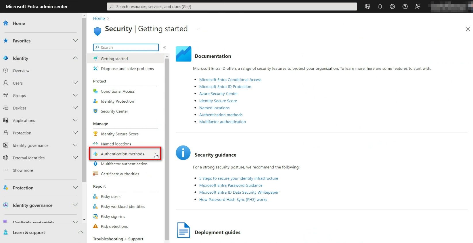 Authentication Methods Configuration