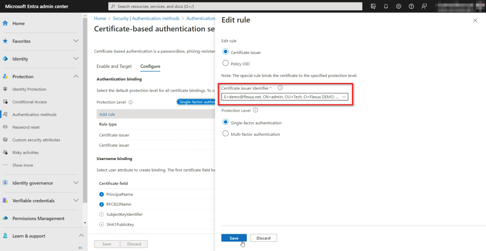 Select certificate issuer