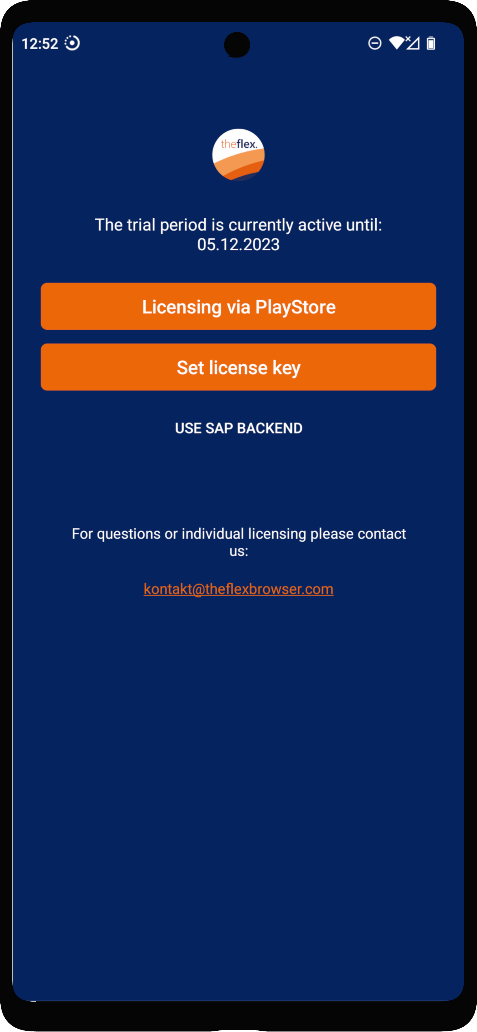 License settings of TheFlex