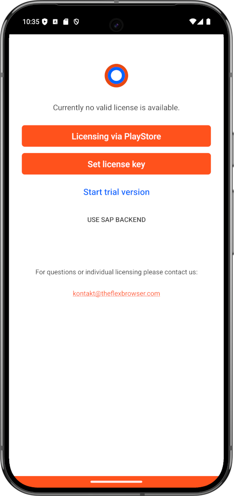 License settings of TheFlex