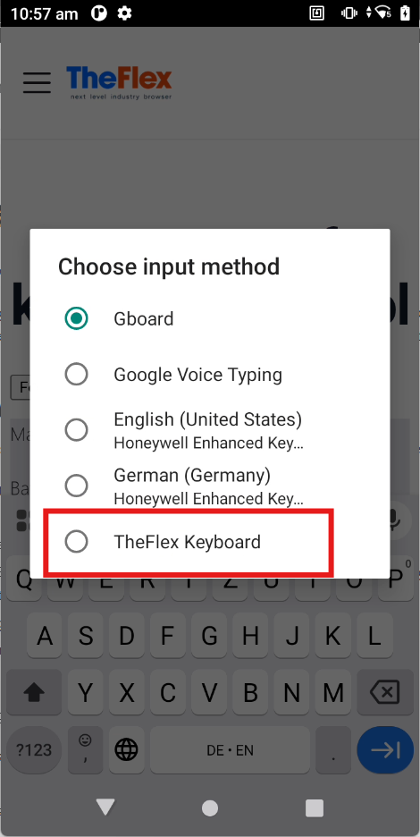 Select TheFlex Keyboard