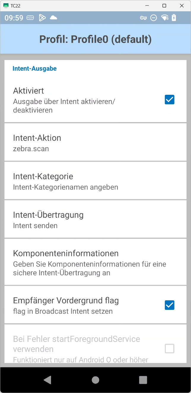 DataWedge – Intent Output detail