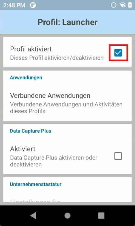 Launcher Profil aktivieren