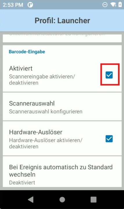 Aktivieren der Scannereingabe