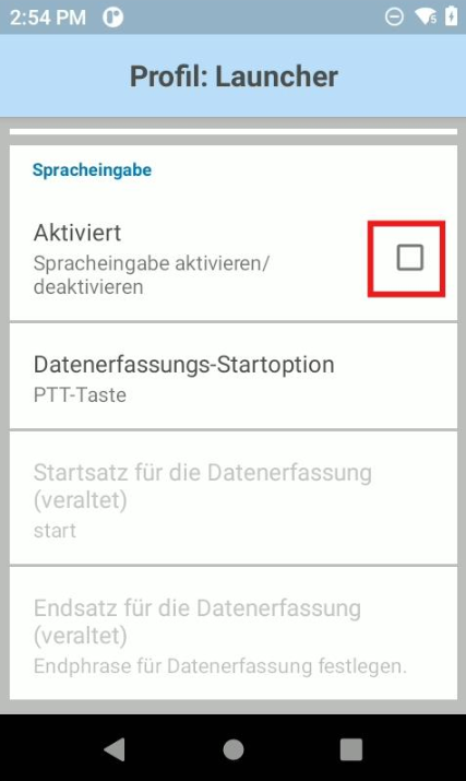 Deaktivieren der Spracheingabe