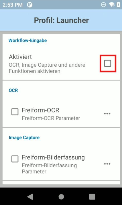 Deaktivieren der Workfloweingabe