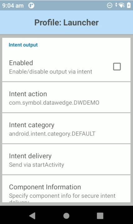 Disable Intent output