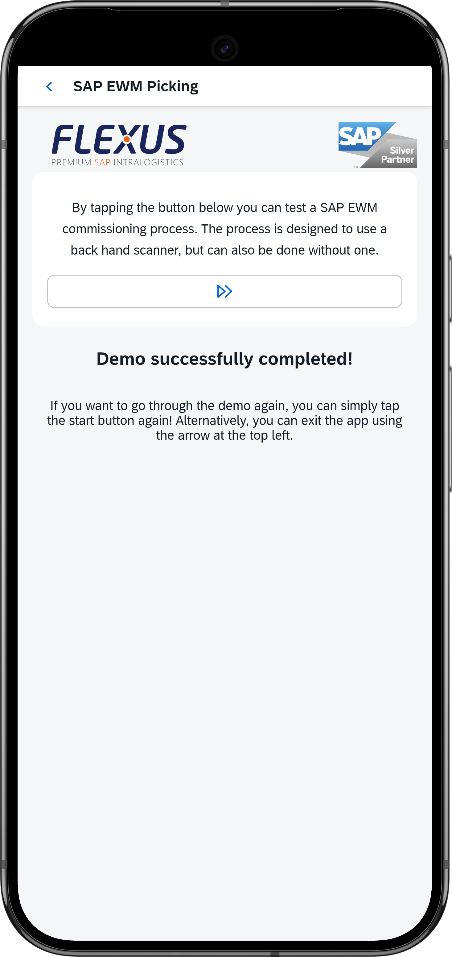 Demo App end screen