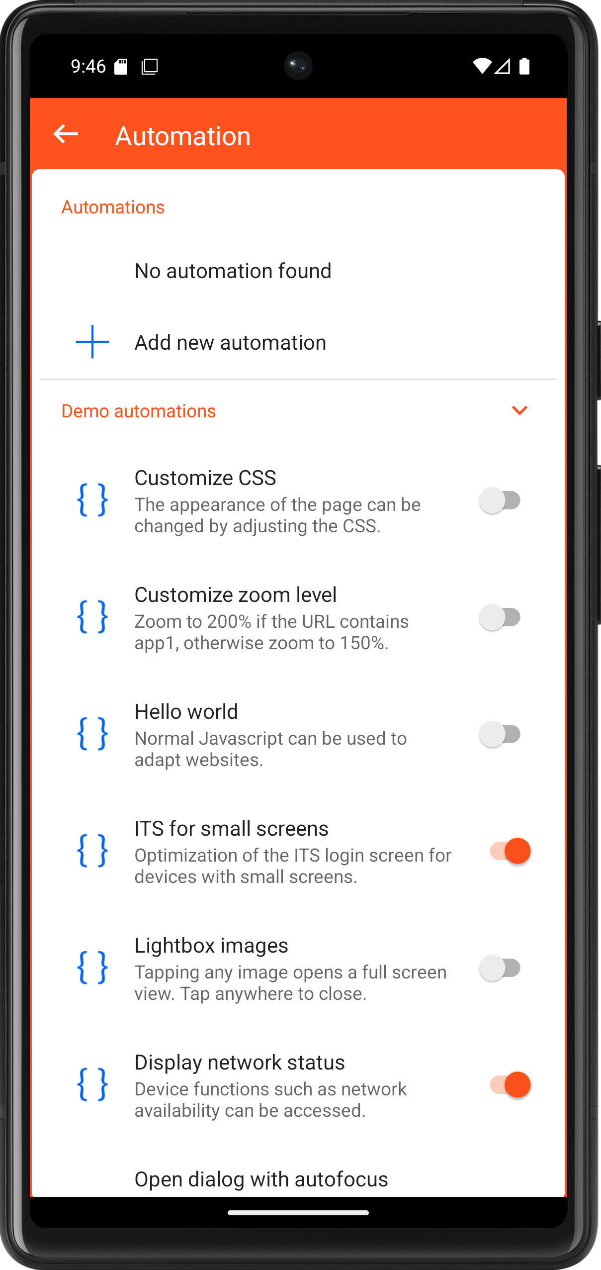 Automations UI