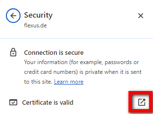 Exporting a certificate in Chrome
