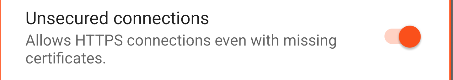 Unsecured connections setting